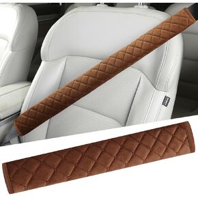 1 PC Car Seat Belts, 25.5In Crystal Velvet Anti-Abrasion Protective Cover, Four-Season Protective Pad for Shoulder Neck Chest, Universal Interior Decorative Accessories for Most Cars (Beige)