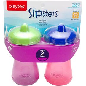 Playtex Sipsters Stage 3 Spill-Proof, Leak-Proof, Break-Proof Spout Cup for Boys, 9 Ounce - Pack of 2, Blue, Limited Edition