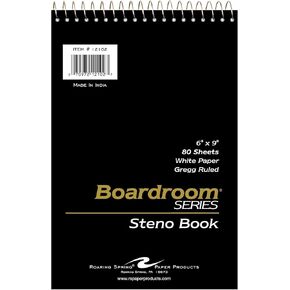 Roaring Spring Steno Pads, 6"x9", Gregg Ruled, 80 Sheets, White Paper, Snag Proof Spiral Binding, Proudly Made in the USA! (Case of 72)