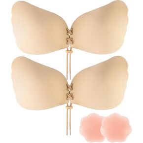 Sticky Bra Backless Backless Strapless Bra Push Up for Women Dresses 1 Pair Reusable Nipple Cover