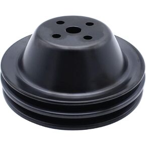 1 PC SHLPDFM Pulley Black Steel SWP 5/8" Double-Groove Short Water Pump Pulley Compatible with Small Block Chevy SBC 262 265 267 283 302 305 307 327 350 400