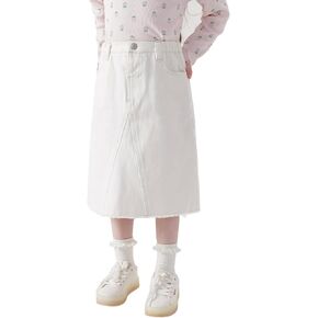marc & janie Girls A-Line Denim Skirt Fashion Midi Jean Skirt Kids Cotton Fall Half Dress 240065