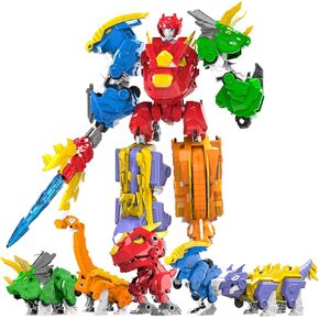 6+ Kids 5-in-1 Dinosaur Transforming Robot Toy - Safe, Durable, Easy Assembly | Educational Gift for Boys & Girls - Build & Combine into Mega Robot with Weapon