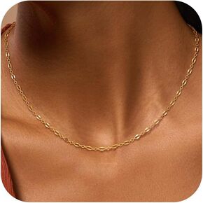 MBW Gold Layered Necklaces for Women Trendy, Dainty 14K Gold Plated Herringbone Chain Choker Necklaces Layered Simple Thin Snake Paperclip Chain Necklace Gold Jewelry Sets for Women Gifts