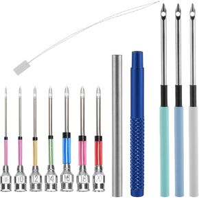 13pcs Punch Needle Kit, Punch Embroidery Kit with 7 Sizes Punch Needle Heads Lavor Punch Needle Starter Kit for Adult Beginners Flossing Cross Stitch DIY Craft