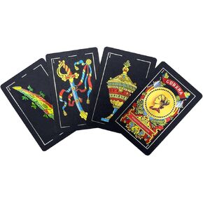 Spanish Playing Cards, Original Spanish Cards Games, Briscas Cards Puerto Rico, Original Spanish Deck of Cards, Mexican Playing Cards [Luxury Black-Gold Foil Classic] [PVC Waterproof] (1 Pack)