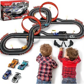 30 FT Electric Slot Car Race Tracks Sets Toys for Ages 8-13 - Dual Race Track with 4 High-Speed Slot Cars (1:43), 2 Hand Controllers, Christmas, Birthday Gift Toys for Ages 8-13