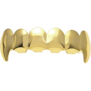 Hip Hop Gold Teeth, Shiny Gold Teeth Removable Teeth Fake Gold Top Teeth Vampire Zombie Teeth Party Costume Sharp Teeth Halloween Masquerade Theme Party Favors