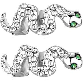 Psivika 2 Pcs Snake Iced Out Diamond Teeth Grillz for Men Women, Hip Hop Grills for Your Teeth Top and Bottom, Rapper Costume Cosplay Teeth Jewelry and Accessories