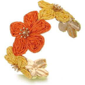 سوار الكفة زهرة الرافية للنساء، سوار الأزهار مكتنزة واسعة مفتوحة الكفة بيان سوار in Kuwait