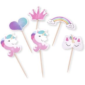 CCINEE 48pcs Rainbow Unicorn Cupcake Toppers Picks Double-Sided Paper Unicorn Cake Toppers for Birthday Party Dessert Decoration