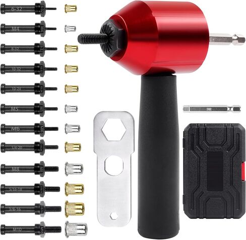 YUZES Rivet Nut Tool Drill Adapter Kit, Labor-Saving Rivet Nut Gun Cordless with 12 Mandrels and 260 PCS Rivet Nuts, Rivnut Tool Kit for Nutsert, Cars, Metalwork, Home Improvement, DIY - 30 Series in Saudi Arabia