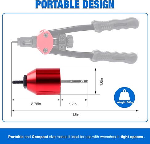 YUZES Rivet Nut Tool Drill Adapter Kit, Labor-Saving Rivet Nut Gun Cordless with 12 Mandrels and 260 PCS Rivet Nuts, Rivnut Tool Kit for Nutsert, Cars, Metalwork, Home Improvement, DIY - 30 Series in Saudi Arabia