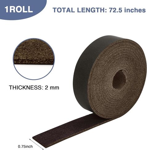 ABIDISO Flat Leather Strap for Crafts, 2 MM Thickness Full Grain Leather Strip for DIY Art & Craft Projects - 1/2 Inch Wide 72.5 Inches Long Brown in Kuwait