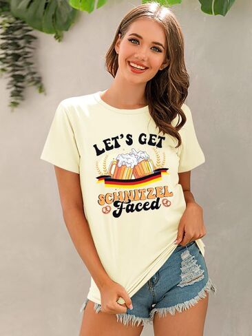 Oktoberfest Shirt Women German Shirts - Womens October Festival Costume Oktoberfest Outfits Casual Short Sleeve Tops in Saudi Arabia