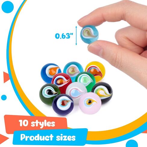 AMOR PRESENT 10PCS Glass Marbles, 0.63 Inch Colorful Glass Marbles in Tinplate Box for Kids Games in Saudi Arabia