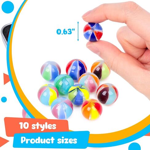AMOR PRESENT 10PCS Glass Marbles, 0.63 Inch Colorful Glass Marbles in Tinplate Box for Kids Games in Saudi Arabia