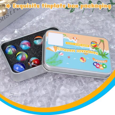 AMOR PRESENT 10PCS Glass Marbles, 0.63 Inch Colorful Glass Marbles in Tinplate Box for Kids Games in Saudi Arabia