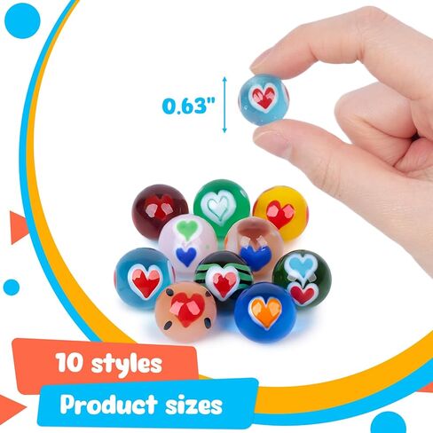 هدية AMOR 10 قطع من الكرات الزجاجية، كرات زجاجية ملونة مقاس 0.63 بوصة في صندوق صفيح لألعاب الأطفال in Kuwait