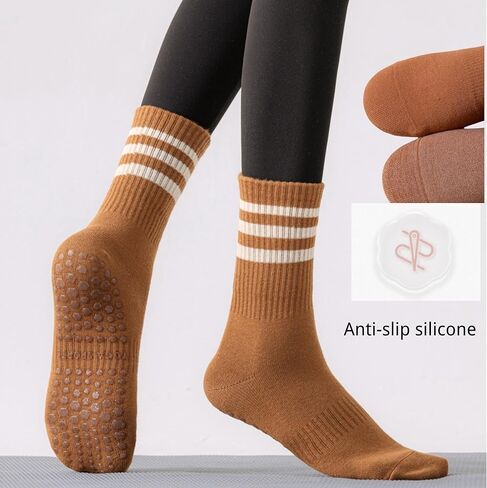 Yoga Socks Silicone Non-slip Bottom Women's Mid-tube Socks Fitness Socks Dance Pilates Socks Professional Sports Socks in Saudi Arabia