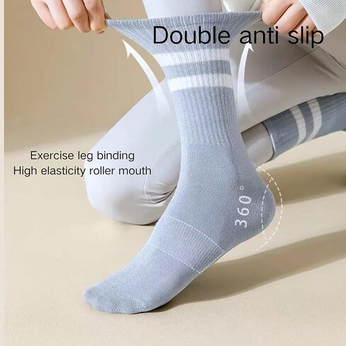 Yoga Socks Silicone Non-slip Bottom Women's Mid-tube Socks Fitness Socks Dance Pilates Socks Professional Sports Socks in Saudi Arabia