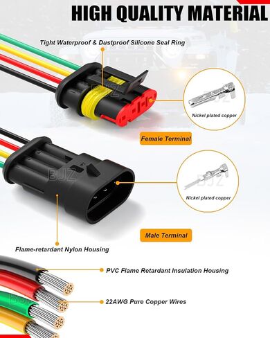 BJZ 2 Pin Car Connectors BJZ Waterproof 22AWG Automotive Electrical Connectors, Quickly Connect or Disconnect 2-Wires Connectors for Car Trailer Truck Bus Van Marine Boat Yacht (10 Kits) in Kuwait