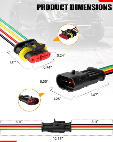 BJZ 2 Pin Car Connectors BJZ Waterproof 22AWG Automotive Electrical Connectors, Quickly Connect or Disconnect 2-Wires Connectors for Car Trailer Truck Bus Van Marine Boat Yacht (10 Kits) in Kuwait