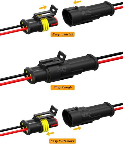 BJZ 2 Pin Car Connectors BJZ Waterproof 22AWG Automotive Electrical Connectors, Quickly Connect or Disconnect 2-Wires Connectors for Car Trailer Truck Bus Van Marine Boat Yacht (10 Kits) in Kuwait