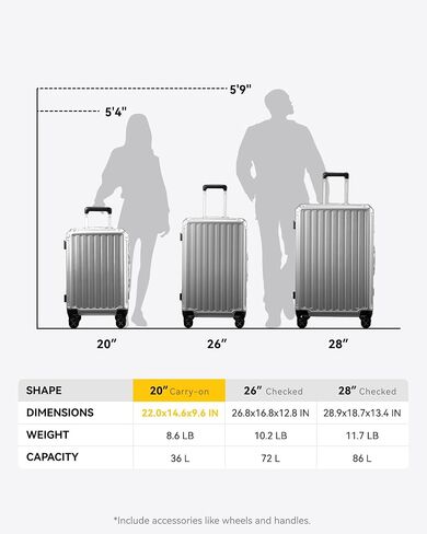 LUGGEX Luggage Sets with Spinner Wheels, 8010S Aluminum Frame Zipperless Polycarbonate Hard Shell Suitcase Sets (ZX-Core, Black, 3 Piece (20/24/28)) in Kuwait