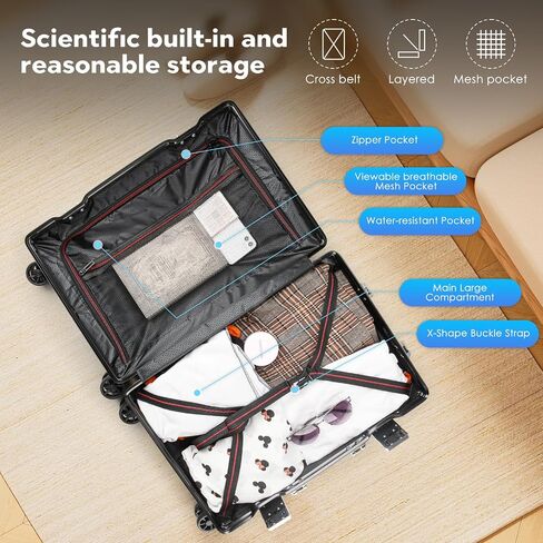 Hard Shell Zipperless Carry On Luggage Checked Suitcases, Aluminum Frame +PC With 4 360 Roller Spinner Wheels TSA Lock, For Men Women Travel Updated Version - 20 28 Inch 2 Pieces Sets White in Saudi Arabia