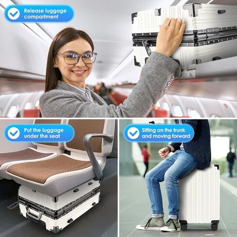 Hard Shell Zipperless Carry On Luggage Checked Suitcases, Aluminum Frame +PC With 4 360 Roller Spinner Wheels TSA Lock, For Men Women Travel Updated Version - 20 28 Inch 2 Pieces Sets White in Saudi Arabia