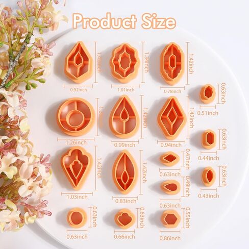 Puocaon Dangle Polymer Clay Cutters - 16 قطعة من قواطع الطين لمجوهرات طين البوليمر، قواطع قرط من طين البوليمر المغربي، قواطع طين كلاسيكية متدلية للأقراط، قواطع طين متدلية in Saudi Arabia