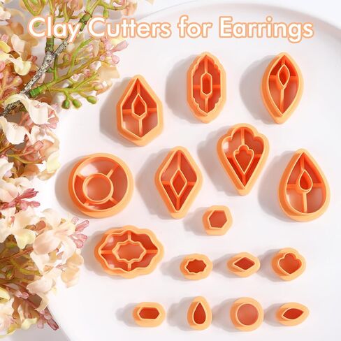 Puocaon Dangle Polymer Clay Cutters - 16 قطعة من قواطع الطين لمجوهرات طين البوليمر، قواطع قرط من طين البوليمر المغربي، قواطع طين كلاسيكية متدلية للأقراط، قواطع طين متدلية in Saudi Arabia