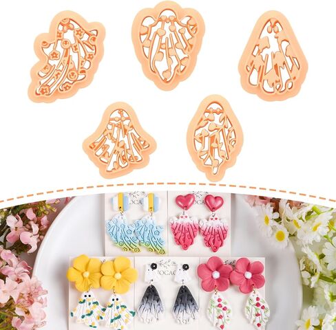 Puocaon Ghost Polymer Clay Cutters - قواطع طين الهالوين لصنع المجوهرات من طين البوليمر، قواطع طين بوليمر مخيف للأقراط، قواطع أقراط طين البوليمر الشبح اللطيفة 5 أشكال in Saudi Arabia