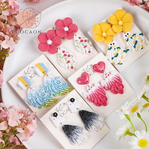 Puocaon Ghost Polymer Clay Cutters - قواطع طين الهالوين لصنع المجوهرات من طين البوليمر، قواطع طين بوليمر مخيف للأقراط، قواطع أقراط طين البوليمر الشبح اللطيفة 5 أشكال in Saudi Arabia