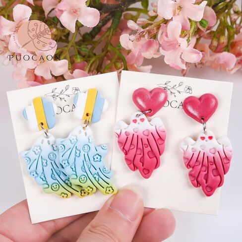 Puocaon Ghost Polymer Clay Cutters - قواطع طين الهالوين لصنع المجوهرات من طين البوليمر، قواطع طين بوليمر مخيف للأقراط، قواطع أقراط طين البوليمر الشبح اللطيفة 5 أشكال in Saudi Arabia