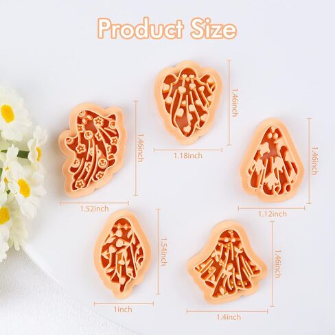 Puocaon Ghost Polymer Clay Cutters - قواطع طين الهالوين لصنع المجوهرات من طين البوليمر، قواطع طين بوليمر مخيف للأقراط، قواطع أقراط طين البوليمر الشبح اللطيفة 5 أشكال in Saudi Arabia