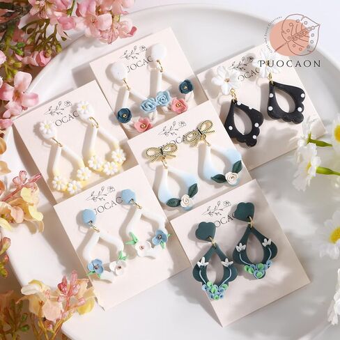 Puocaon Dangle Polymer Clay Cutters - 16 قطعة من قواطع الطين لمجوهرات طين البوليمر، قواطع قرط من طين البوليمر المغربي، قواطع طين كلاسيكية متدلية للأقراط، قواطع طين متدلية in Saudi Arabia