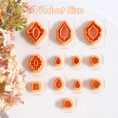 Puocaon Dangle Polymer Clay Cutters - 16 قطعة من قواطع الطين لمجوهرات طين البوليمر، قواطع قرط من طين البوليمر المغربي، قواطع طين كلاسيكية متدلية للأقراط، قواطع طين متدلية in Saudi Arabia