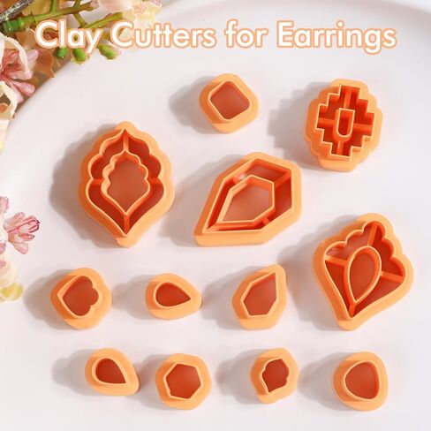 Puocaon Dangle Polymer Clay Cutters - 16 قطعة من قواطع الطين لمجوهرات طين البوليمر، قواطع قرط من طين البوليمر المغربي، قواطع طين كلاسيكية متدلية للأقراط، قواطع طين متدلية in Saudi Arabia