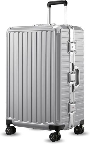 LUGGEX Luggage Sets with Spinner Wheels, 8010S Aluminum Frame Zipperless Polycarbonate Hard Shell Suitcase Sets (ZX-Core, Black, 3 Piece (20/24/28)) in Kuwait