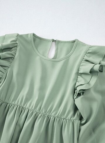 blibean Teen Girls Dress Kids Double Ruffle Long Sleeve Smocked Dresses Size 6-15 Years in Kuwait