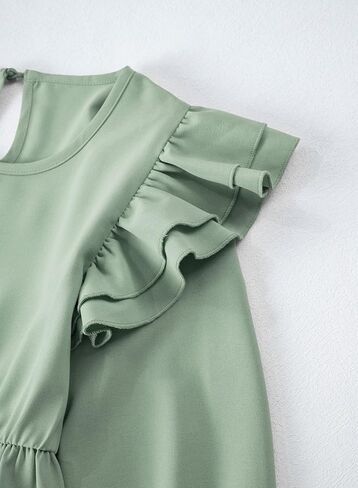 blibean Teen Girls Dress Kids Double Ruffle Long Sleeve Smocked Dresses Size 6-15 Years in Kuwait