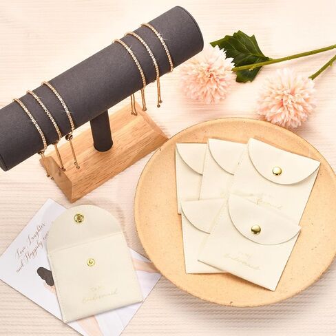 CEELGON 12 Pcs Jewelry Pouch Bridesmaid Gifts Set of 6 Microfiber Small Jewelry Bags & Bridesmaid Rhinestone Bracelet Jewelry Packaging Bridesmaid Proposal Gift (Beige Gold) in Saudi Arabia