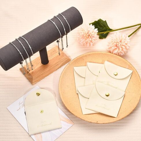 CEELGON 12 Pcs Jewelry Pouch Bridesmaid Gifts Set of 6 Microfiber Small Jewelry Bags & Bridesmaid Rhinestone Bracelet Jewelry Packaging Bridesmaid Proposal Gift (Beige Gold) in Saudi Arabia