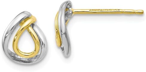 Leslie's 10K Yellow Gold w/White Rhodium Polished Post Earrings in Saudi Arabia