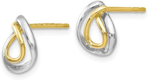 Leslie's 10K Yellow Gold w/White Rhodium Polished Post Earrings in Saudi Arabia