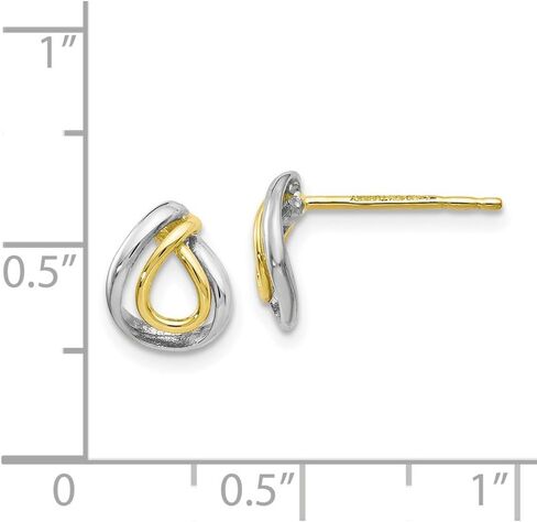 Leslie's 10K Yellow Gold w/White Rhodium Polished Post Earrings in Saudi Arabia