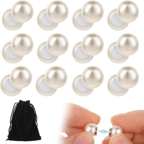 Prasacco 24 Pcs/12 Pairs Wedding Veil Weights, Double Sided Pearl Veil Weights Wedding Pearls Magnetic Pearl Bridal Veil Weights Bridal Veil Weights for Women Girls Clothing Dress Decoration in Saudi Arabia