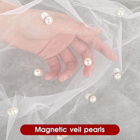 Prasacco 24 Pcs/12 Pairs Wedding Veil Weights, Double Sided Pearl Veil Weights Wedding Pearls Magnetic Pearl Bridal Veil Weights Bridal Veil Weights for Women Girls Clothing Dress Decoration in Saudi Arabia